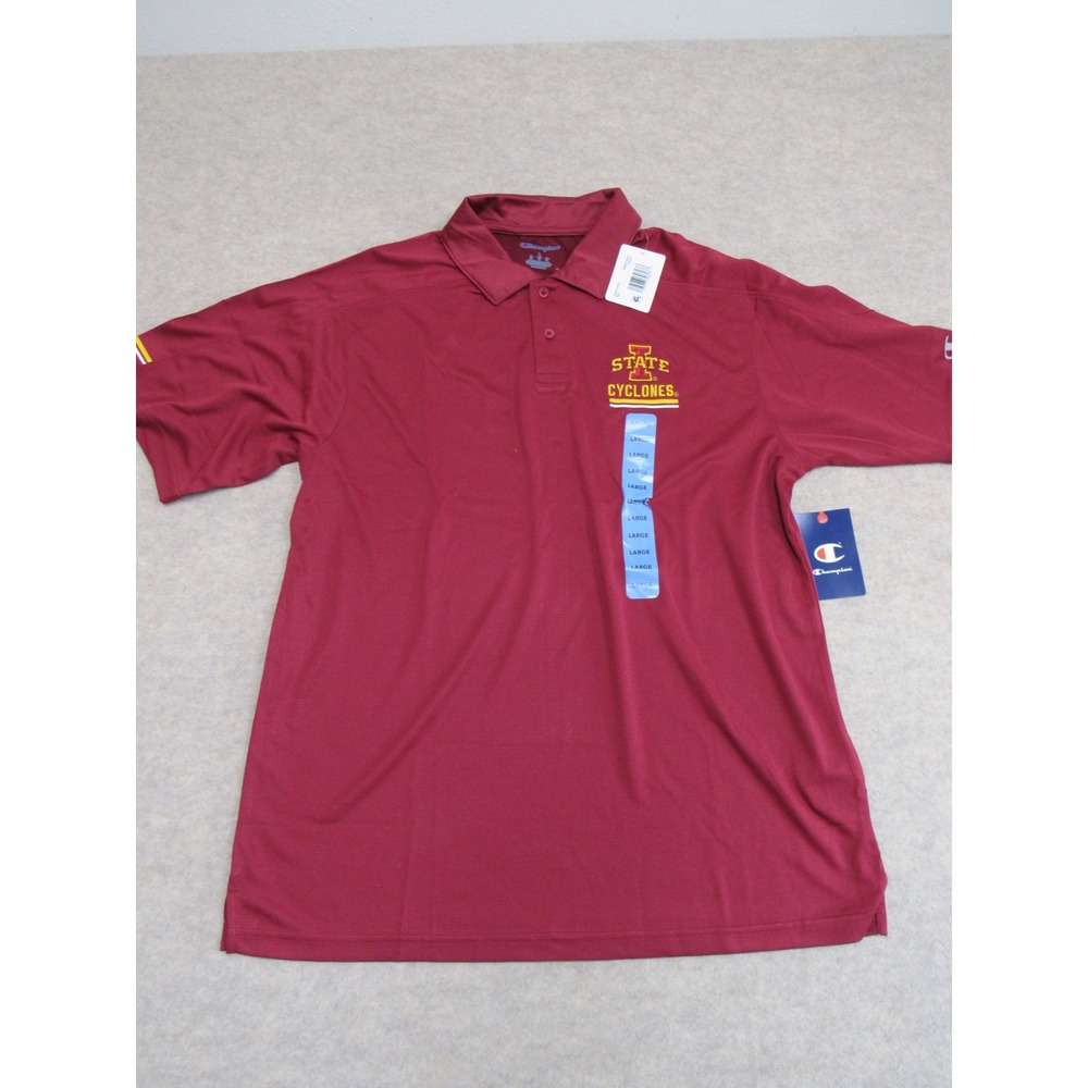 Champion Iowa State Cyclones Mens Large Red Polo Shirt NWT NCAA Collegiate - Picture 2 of 7